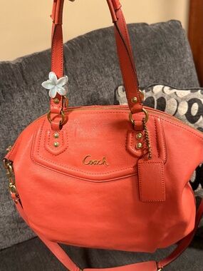 Coach Ashley Coral Leather Convertible Satchel